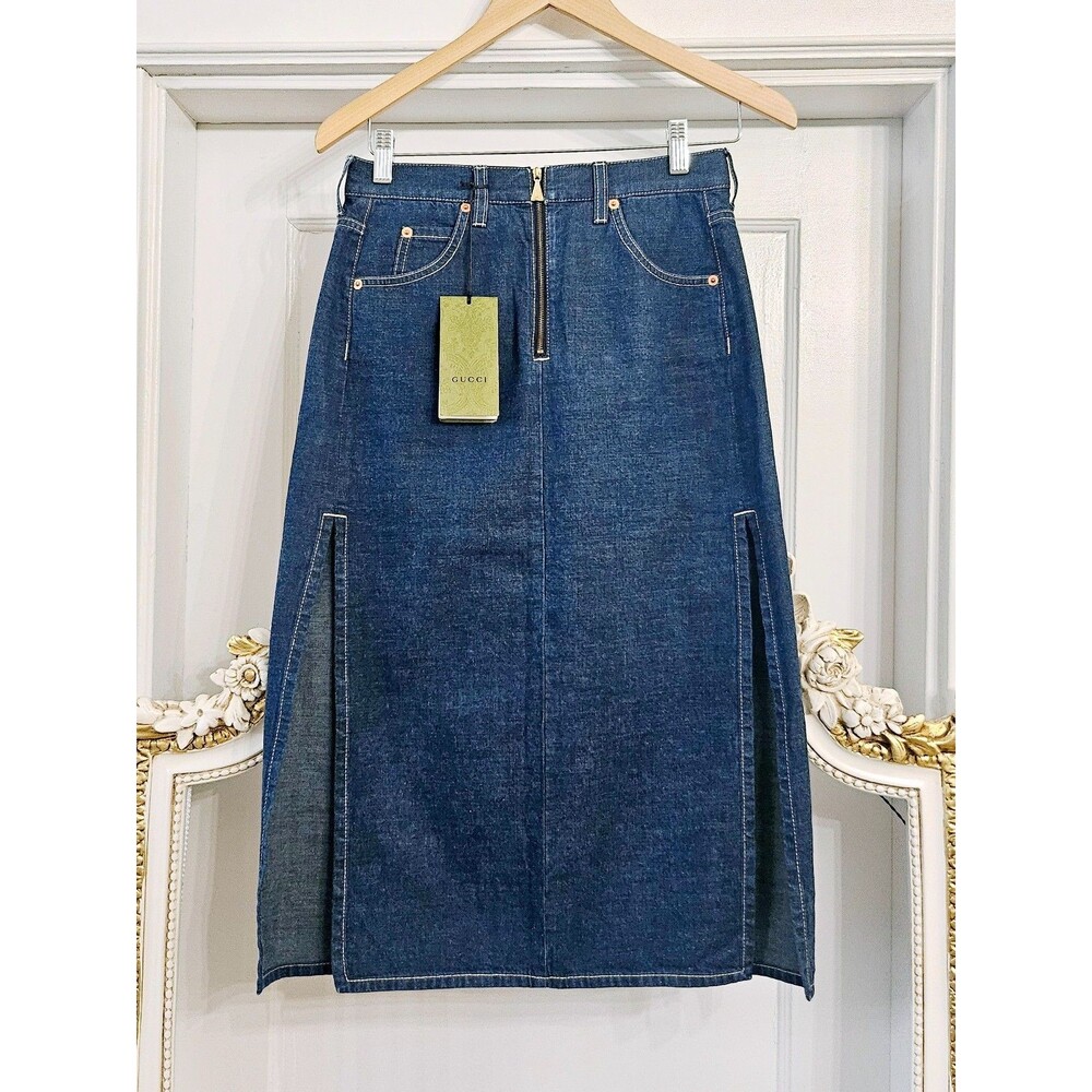 GUCCI Denim Midi Skirt, IT 36 (fits XXS to S), NWT - Picture 13 of 16